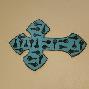Handmade turquoise key cross